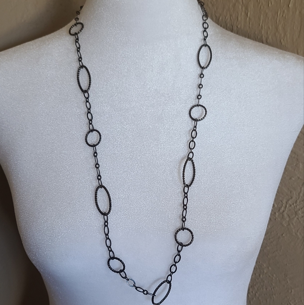 2 For $10 Jewel Kade Gunmetal Black Chain Necklace